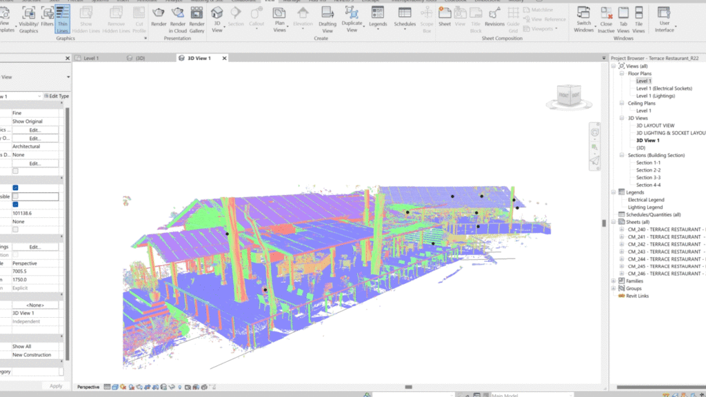 3D Laser Scanning Service for conversion of Point Cloud to BIM using Revit.