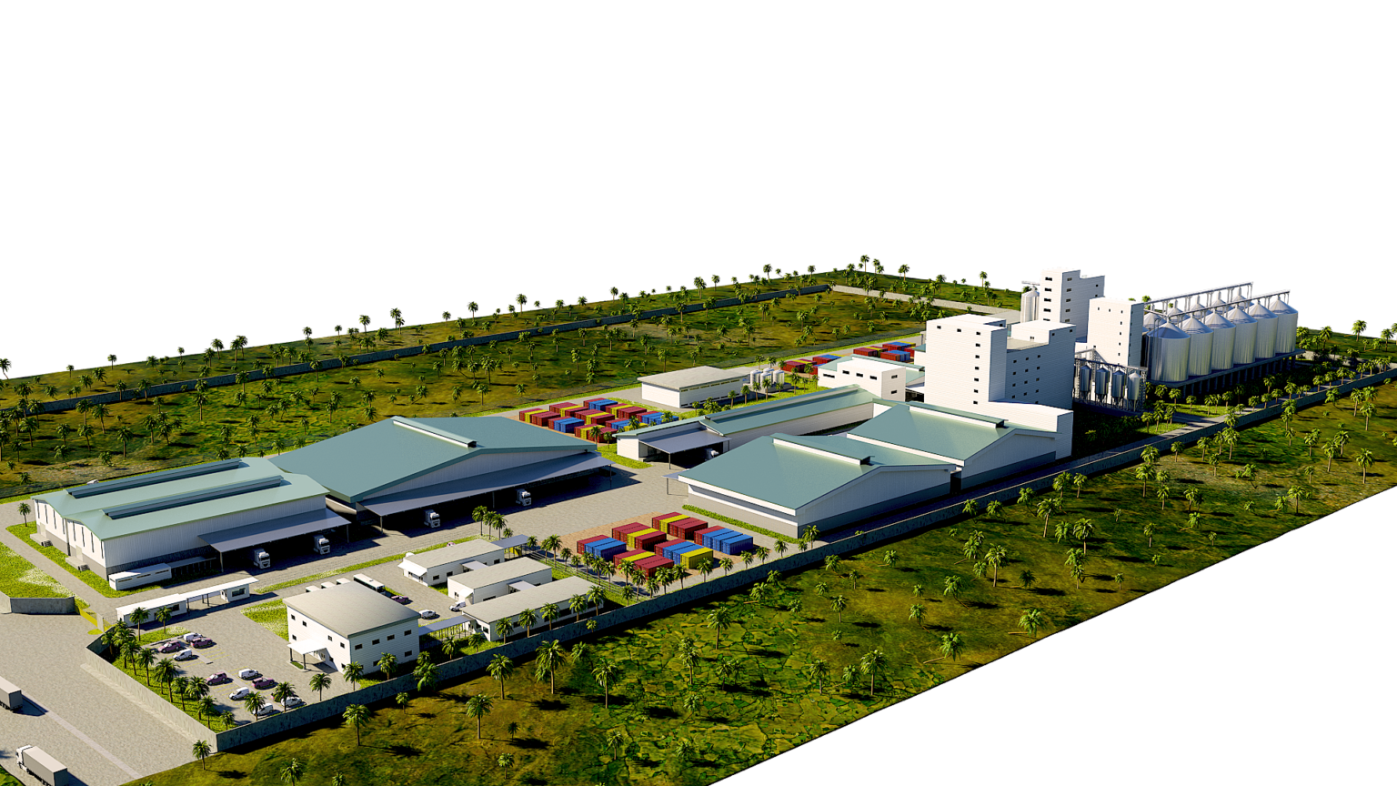 Logistic Plant Exterior Rendering - 2 - CAD Drafting Singapore