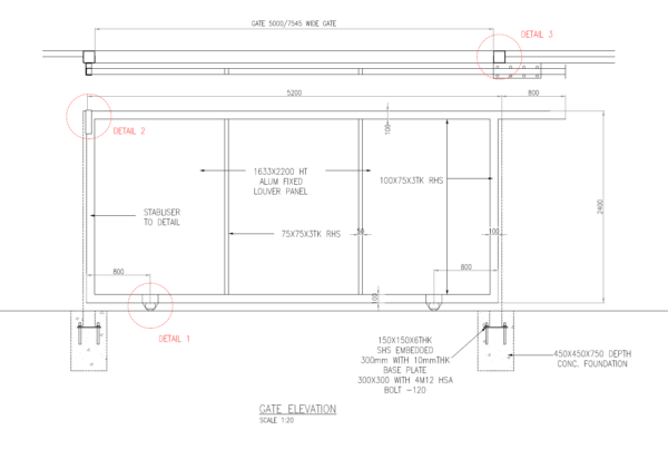 2D Submission Drawings Service for a Sliding Gate to BCA